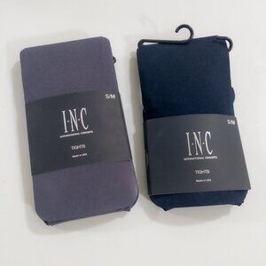 INC Internation Concepts Tights Size Small S/M Grey + Navy Nylon Spandex 2 Pack